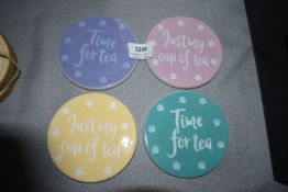 Set of Four Ceramic Coasters “Time for Tea”