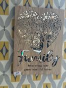“Family from Strong Roots” Pierced Mirrored Sign