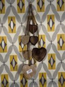Two Sets of Hanging Wood Hearts