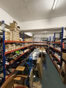 *Seven Bays of Medium Duty Racking Various width, ~8ft tall Comprising of Ten Uprights, and 56