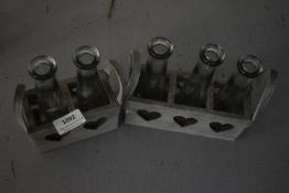 Set of Two, and a Set of Three Spill Vase