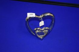 Sill Interiors Chrome Plated Double Love Heart Ornament Tealight Holder