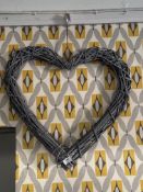 60cm Grey Wicker Woven Heart