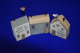 Three Novelty Wooden Houses “Home Sweet Home”