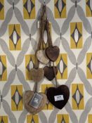 Two Sets of Hanging Wood Hearts
