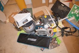 *Wallpaper Steamer, Circular Hand Saw, Paints, Clamps, etc. (conditions unknown)