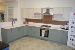 *L-Shape Display Kitchen 2230x3440mm with Composite Granite Tops, Integral Copper Bottom Sink with