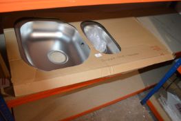 *Brushed Stainless Steel Shallow 1.5 Bowl Sink