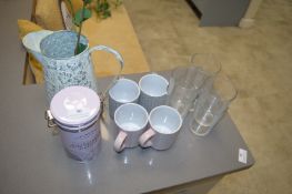 *Assorted Tinware, Cups, and Glassware