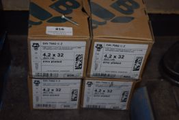 *Four Boxes of 4.2 x 32 BZP CSK Wood Screws