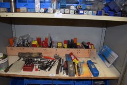 *Contents of Shelf to Include Various Morse Taper and Straight Shank Drills