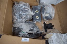 *Box of Two Surface Mounted Locks, Ornate Cast Iron Hinges, and Bolts