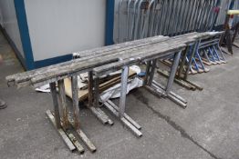 *Seven Timber Topped Trestles Four 4ft and Three 8ft x 28”