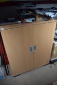 *Light Beech Effect Storage Cabinet Containing Various Jiffy Bags, Sellotape, Shrink Wrap, etc.