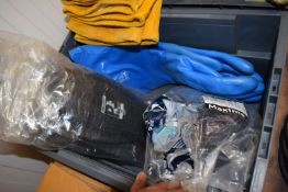 *Medium Weight Cloth Lined Rubber Gloves Size: 9-9.5, Seven Pairs of Work Gloves Size: 8, and a Pair