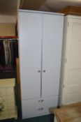 Grey Slimline Double Wardrobe with Two Drawer