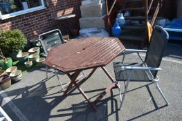 Folding Wooden Patio Table with Two Folding Mesh C