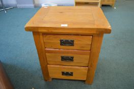 Solid Oak Three Drawer Bedside Cabinet