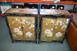 Pair of Chinese Style Lacquered Cabinets