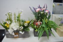 Two Artificial Flower Planters