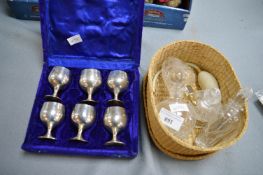 Cut Glass Scent Bottles, and White Metal Goblets