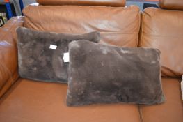 *Pair of Brown Plush Cushions