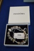 Pandora Silver Bracelet with 17 Pandora Charms
