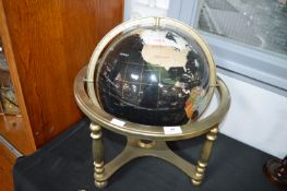 Gemstone Style Terrestrial Globe on Brass Stand