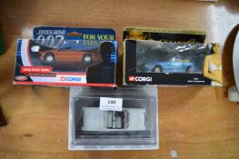 Three 007 James Bond Cars by Corgi etc.