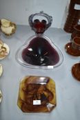 Three Coloured Glass Dishes
