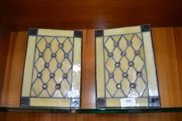 Pair of Leaded Glass Lampshades