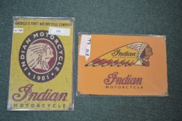 Two Reproduction Indian Motorcycle Advertising Sig