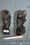Pair of Carved Ethnic Busts