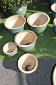 Five Graduated Glazed Planters