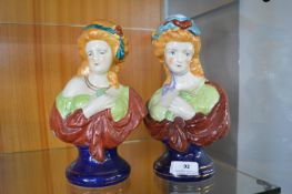 Pair of Pottery Busts