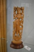 Indian Carved Wooden Figure of a Goddess