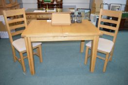 Solid Oak Extending Dining Table with Two Chairs