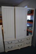 Mirrored Triple Wardrobe with Six Drawers