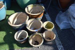 Seven Glazed Garden Planters