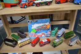 Diecast Toy Buses, and a X-Shot Gun