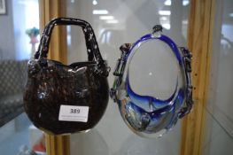 Murano Glass Handbag Vase plus One Other