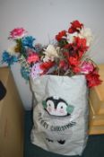 Christmas Sack Containing Artificial Flowers