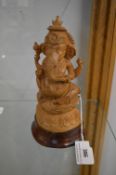 Indian Carved Wooden Figure of Ganesh
