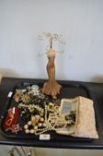 Vintage Costume Jewellery and a Jewellery Stand