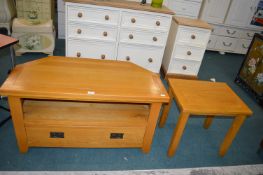 Light Oak TV Stand with Matching Side Table