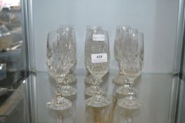 Nine Cut Glass Lead Crystal Champagne Flutes