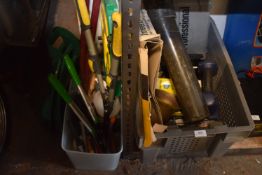 Box of Caravan Antenna, Brass Bell, Foot Pump, etc.