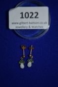 Pair of 9ct Gold Opal Drop Stud Earrings ~1.1g total