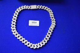 Silver Necklace Set with ~1900 White Stones ~176g gross, 51cm long