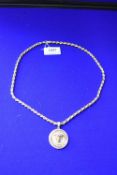 Hallmarked 9ct Gold Necklace with Fob Set with Stones ~72g gross
